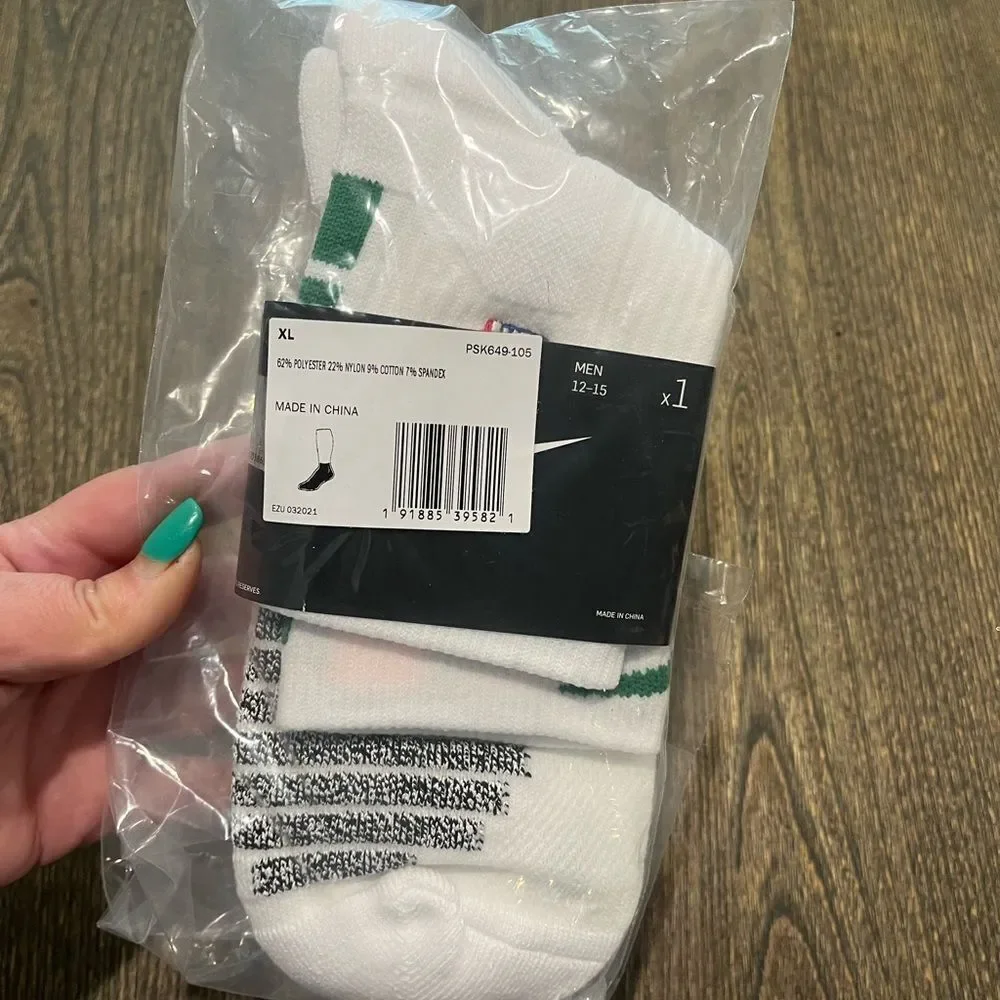 NWT Nike Mens Swoosh NBA Authentic Team Issued Ankle Socks White Green Size XL